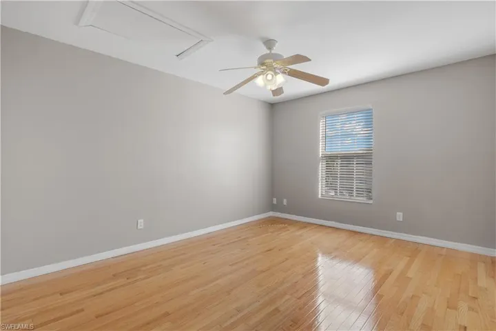 Spare2nd floor 3rd bedroom with ceiling fan and light hardwood / wood-style floors