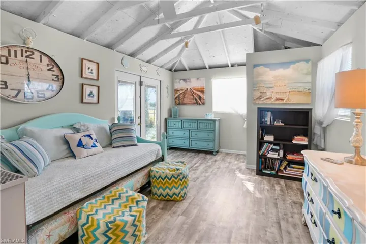 Pool house has a wonderful open area for entertaining or an extra guest room.