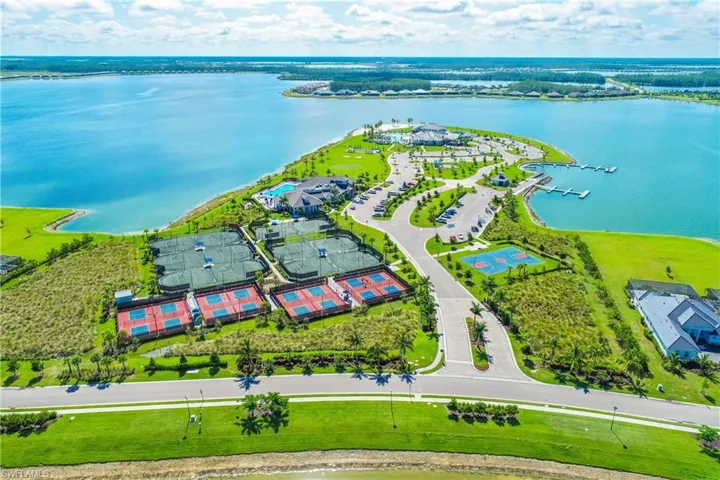 Drone / aerial view of a large body of water