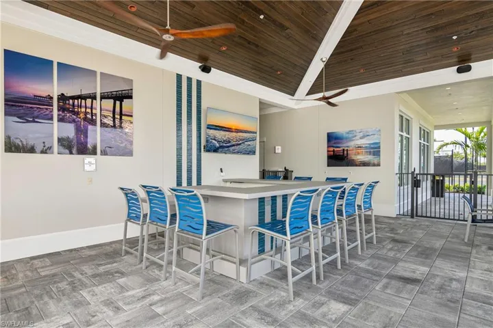View of patio featuring ceiling fan