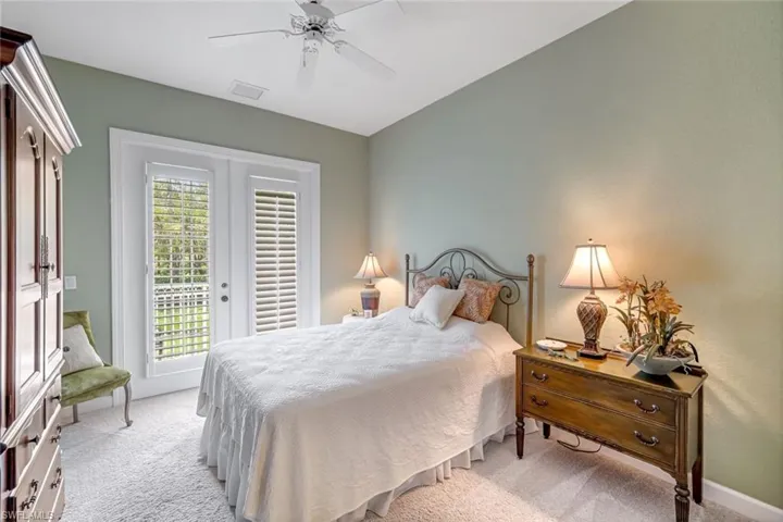 Guest suite with private bath and neutral tones.