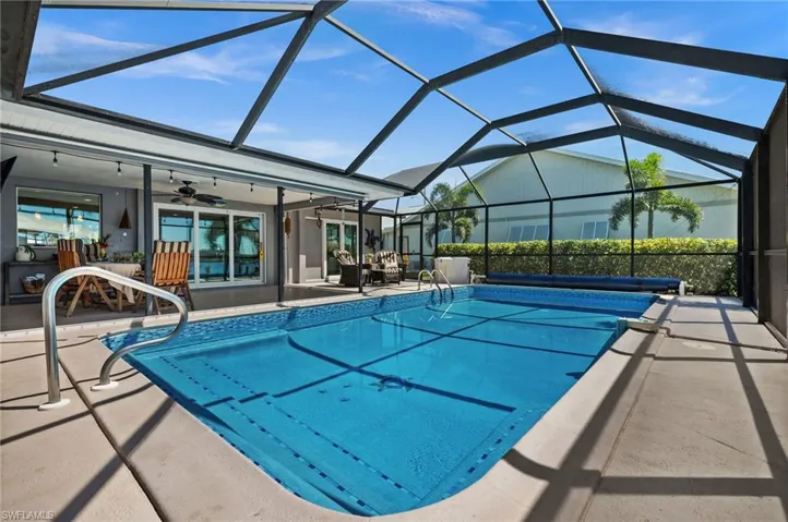 Large pool with solar heating and solar cover