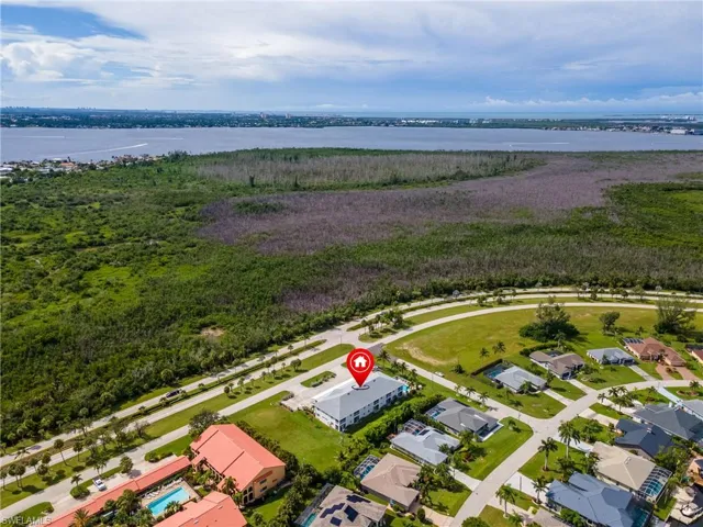 Aerial view of a large body of water
