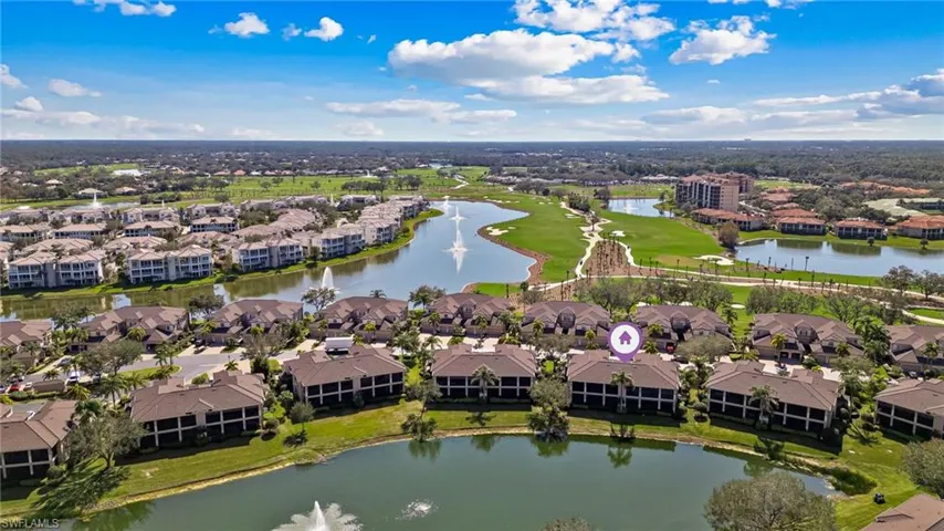 Aerial view of actual coach home waterfront location
