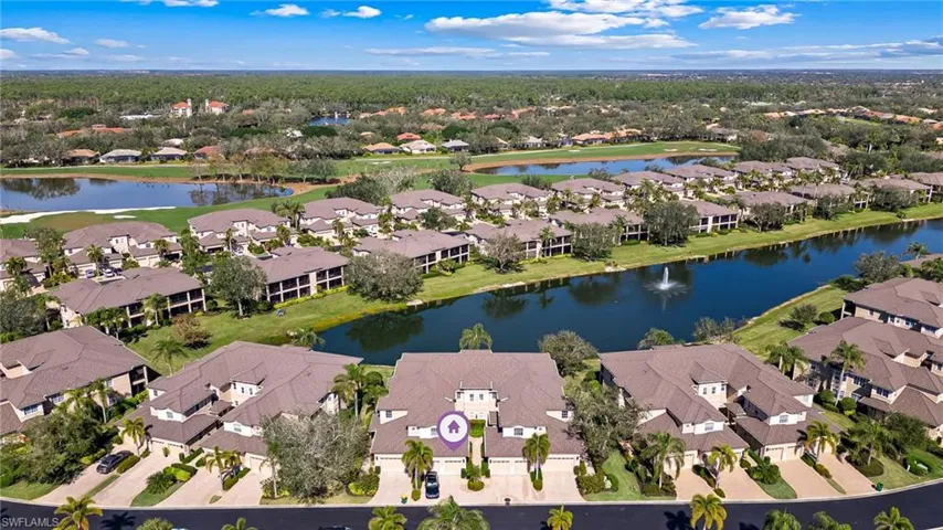 Aerial view of actual coach home waterfront location
