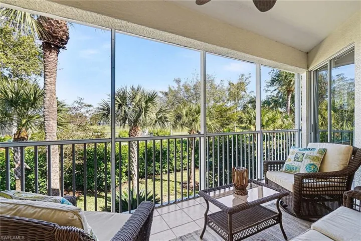 Sunroom with tile patterned floors