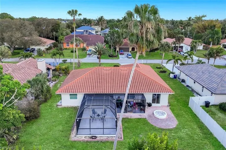 Aerial view of the back of the home.