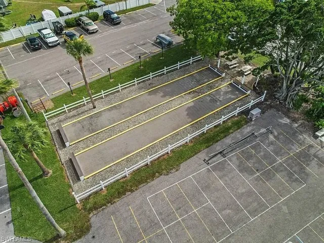 Aerial view of new resurfaced Bocce Courts