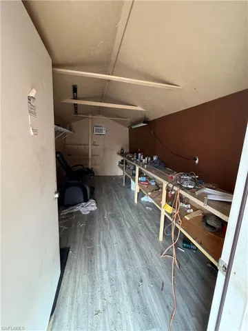 Inside the zip up storage shed