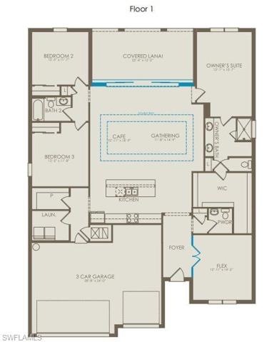 Floor plan configured with structural options in the home