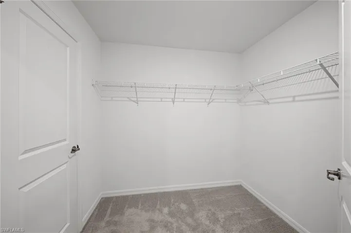 Walk in closet with carpet flooring