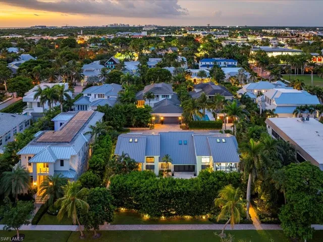 Aerial perspective of suburban area