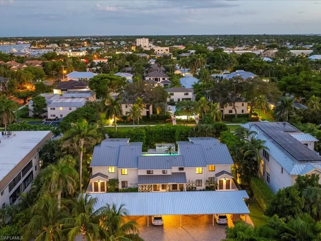 Aerial view at dusk