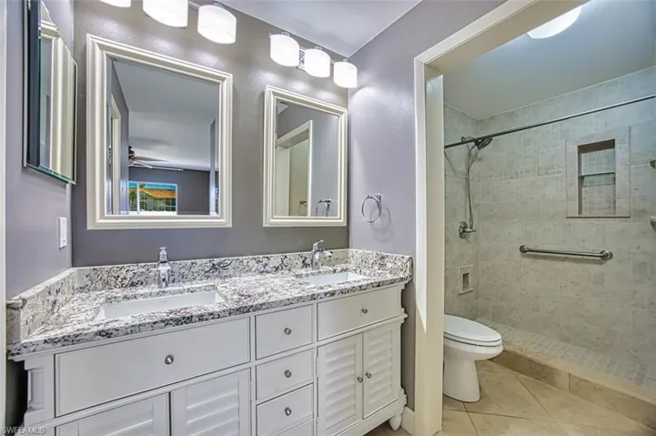 Dual sinks and walk in shower