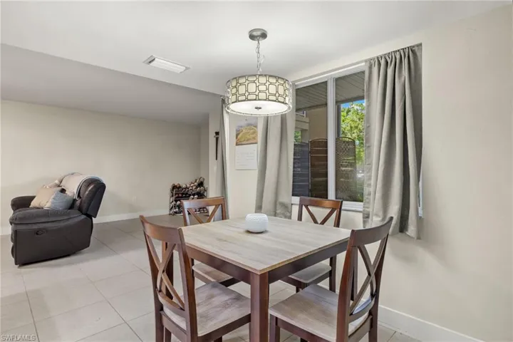 View of tiled dining space