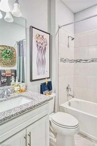 Bathroom with  shower combination and vanity