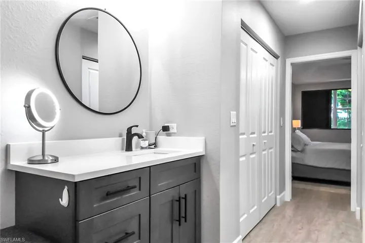Start your day in this fresh, newly renovated bathroom—clean, modern, and functional.