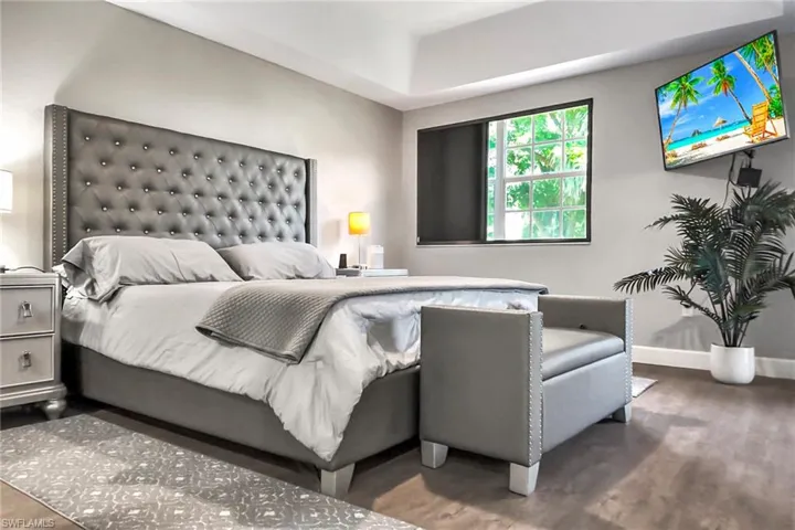Large and serene primary suite with walk-in closet and plenty of space for a king bed.