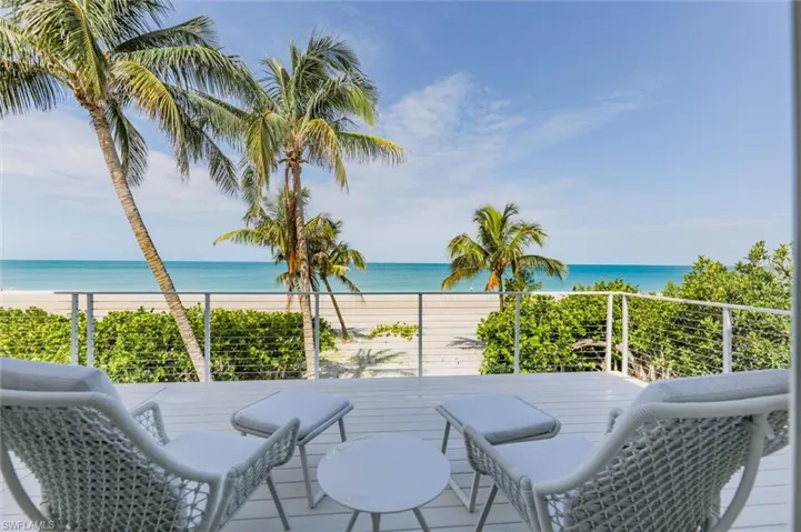 Wooden deck with a water view