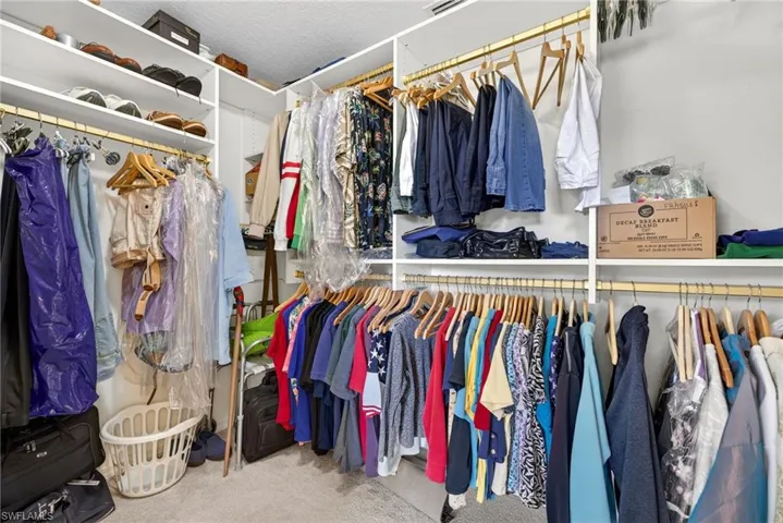 Walk in closet featuring carpet flooring