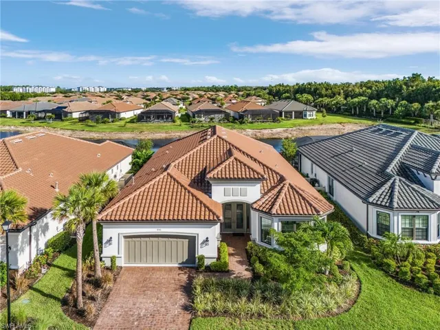 Aerial perspective of suburban area