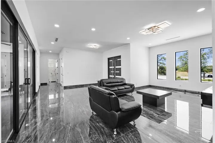 Common area with recessed lighting
