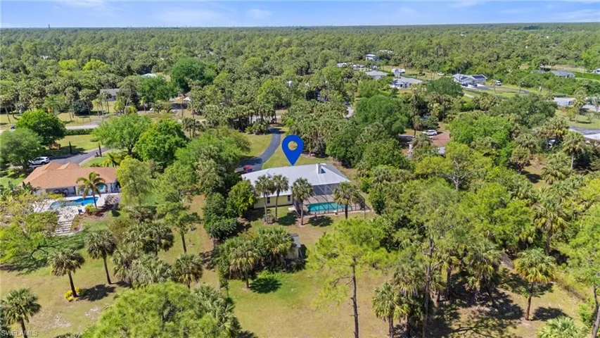 Bird's eye view with a view of trees