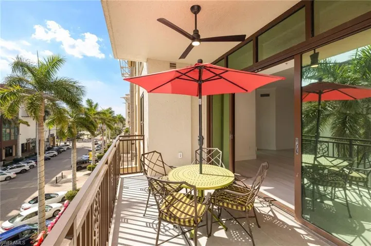Balcony with a ceiling fan