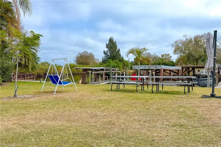 View of dock with picnic area