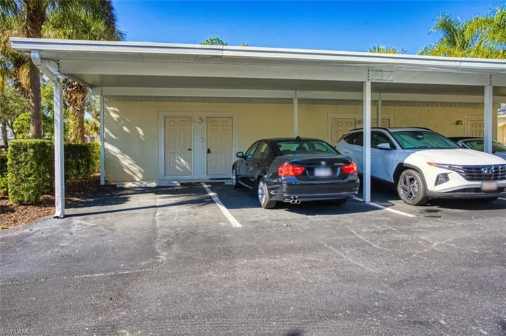 View of covered parking lot
