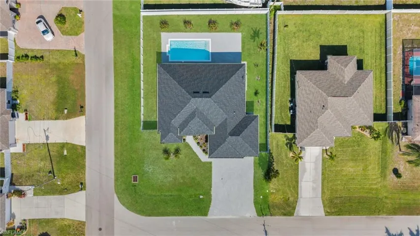 Aerial view of a pool