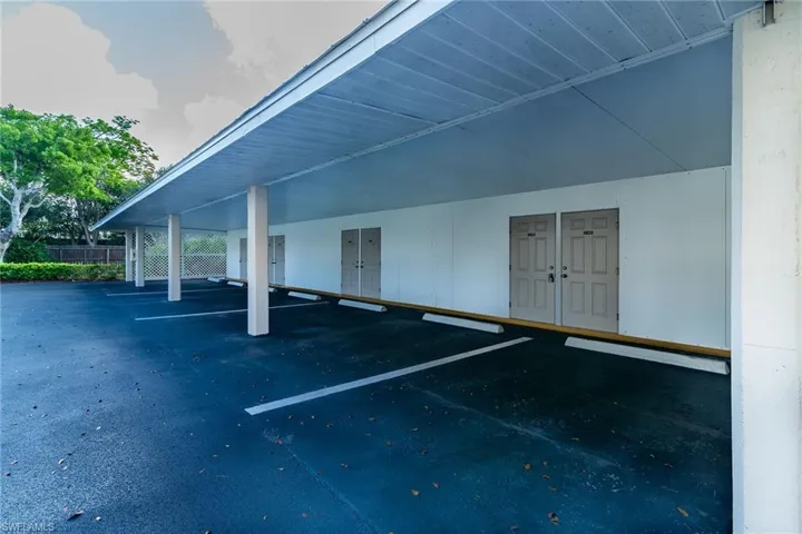 View of covered parking lot