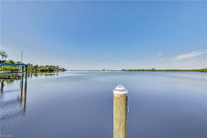 Property view of water with a boat dock