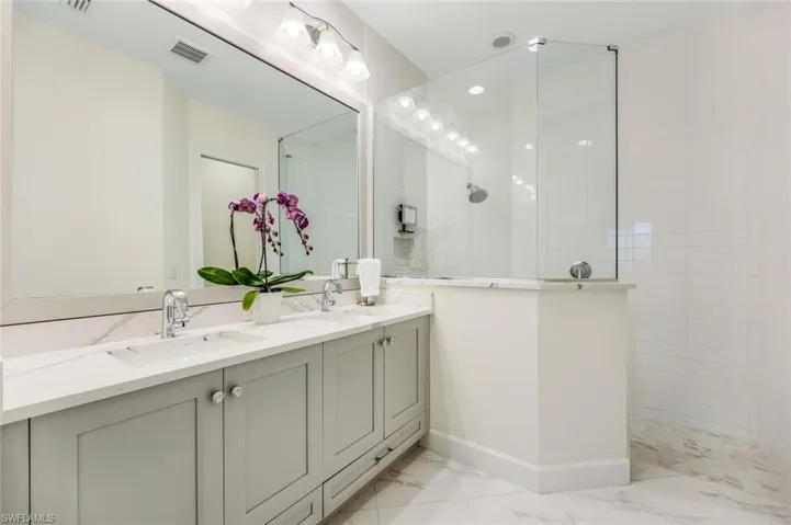 Primary bathroom with upgraded cainents, countertops and tile