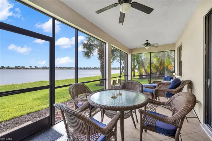 Screened lanai with incredible views of the lake and awesome sunsets!