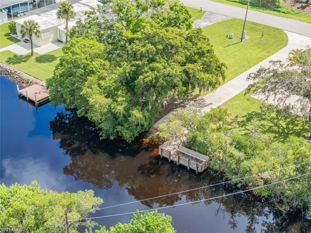 Bird's eye view of a nearby body of water