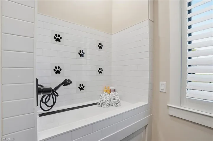 Custom dog bath in laundry room
