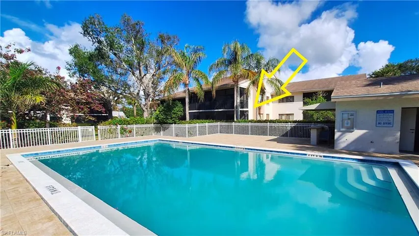 Community pool with fence
