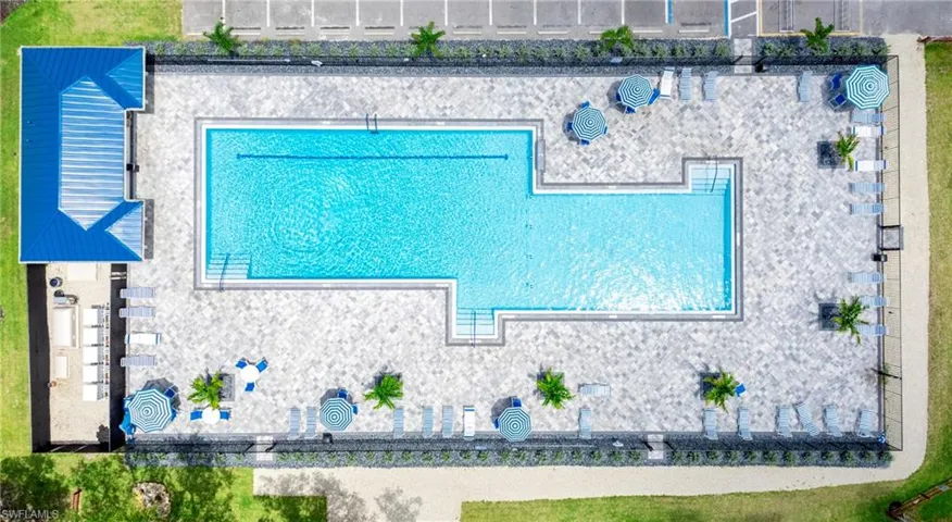 Bird's eye view of a pool area