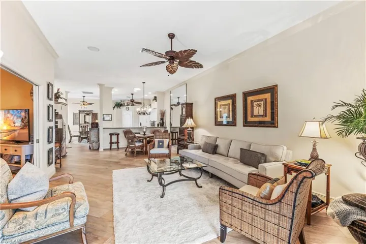 Full View of Living, Dining and Kitchen