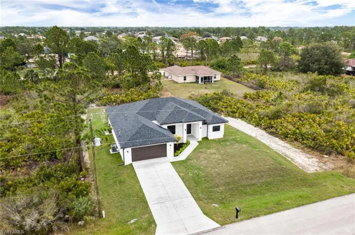 Aerial perspective of suburban area featuring a tree filled landscape