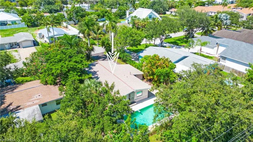 Aerial view from rear with pool