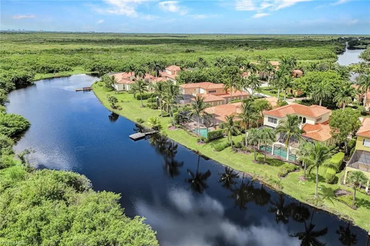 Aerial view with preserve and water view