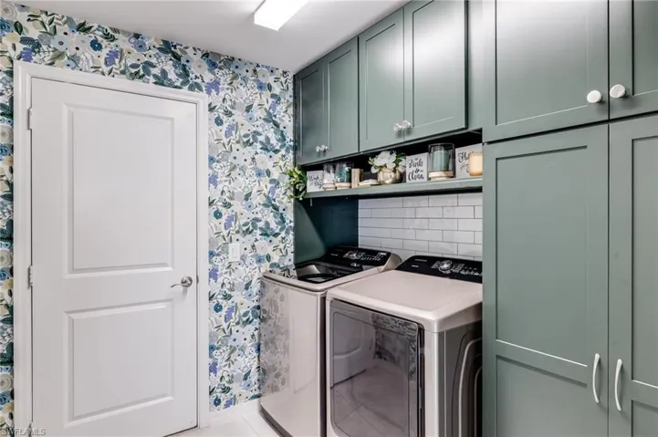Laundry room with custom built-in cabinetry
