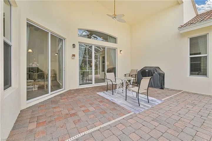 View of patio / terrace featuring a ceiling fan and grilling area
