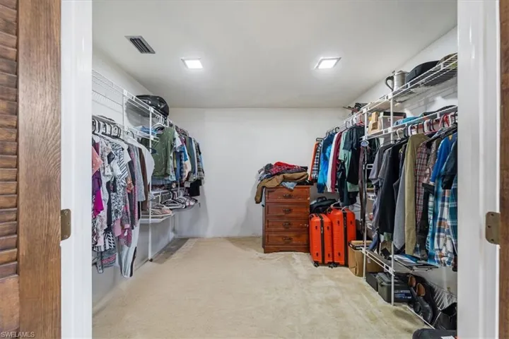 Spacious closet with carpet floors