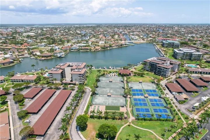 Bird's eye view of a nearby body of water