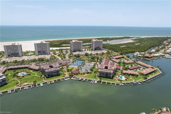 Bird's eye view of a nearby body of water