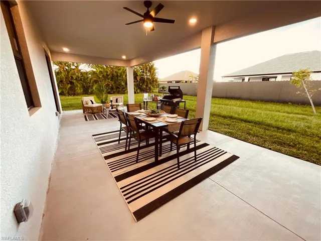 View of patio / terrace with ceiling fan