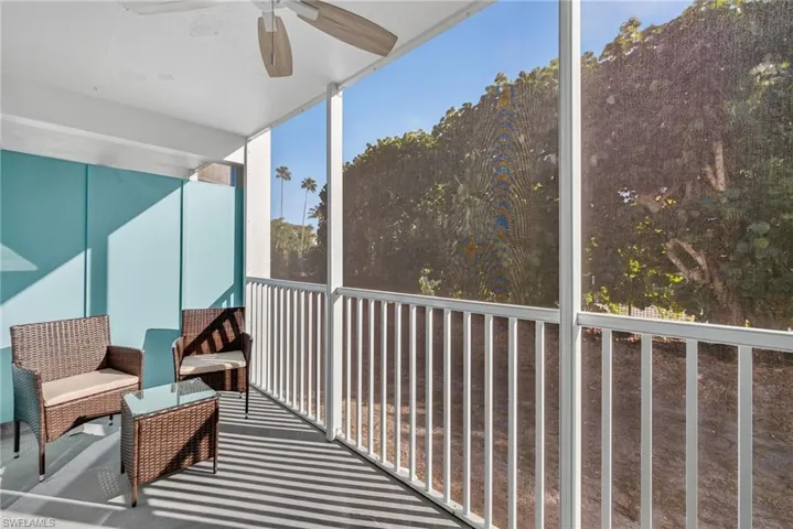 Balcony with a ceiling fan